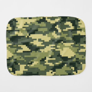 8 Bit Pixel Digital Woodland Camouflage / Camo Burp Cloth