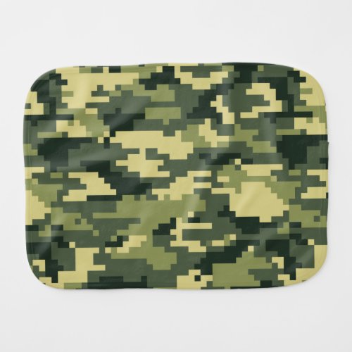 8 Bit Pixel Digital Woodland Camouflage  Camo Burp Cloth
