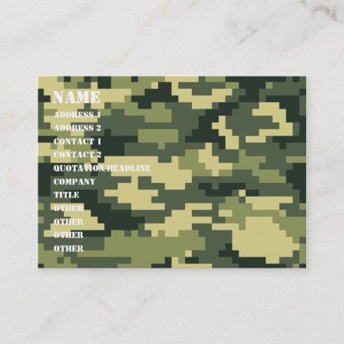 8 Bit Pixel Digital Woodland Camouflage  Camo Business Card