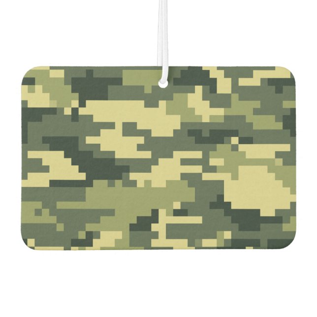 8 Bit Pixel Digital Woodland Camouflage / Camo Car Air Freshener (Front)