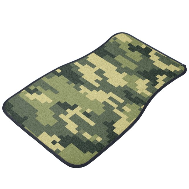8 Bit Pixel Digital Woodland Camouflage / Camo Car Mat (Angled)