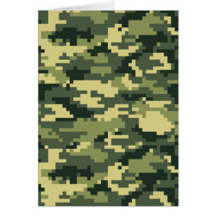 8 Bit Pixel Digital Woodland Camouflage / Camo Cards