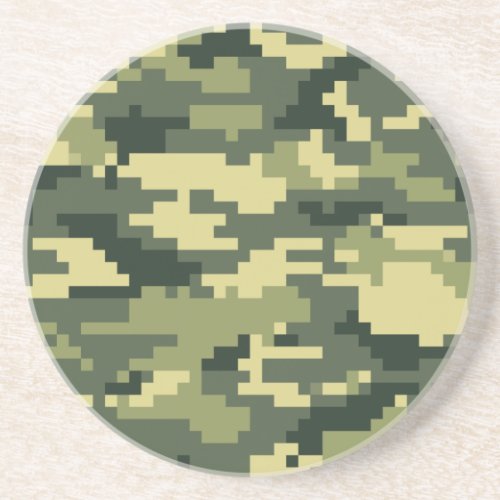 8 Bit Pixel Digital Woodland Camouflage  Camo Coaster