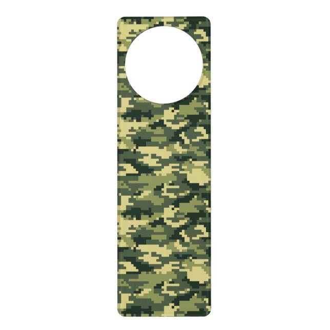 8 Bit Pixel Digital Woodland Camouflage / Camo Door Hanger (Front)