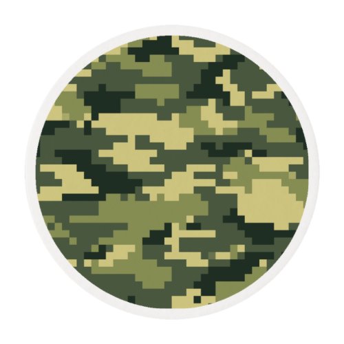 8 Bit Pixel Digital Woodland Camouflage  Camo Edible Frosting Rounds