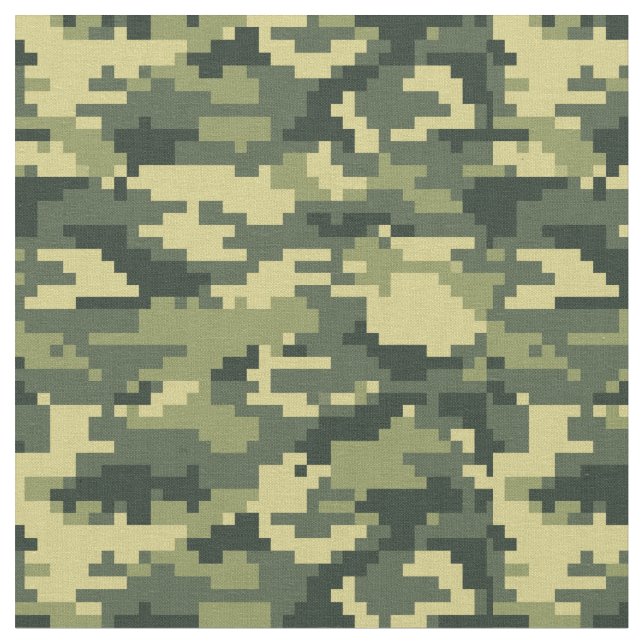 8 Bit Pixel Digital Woodland Camouflage / Camo Fabric (Close Up)
