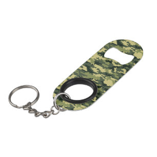 8 Bit Pixel Digital Woodland Camouflage / Camo Keychain Bottle Opener