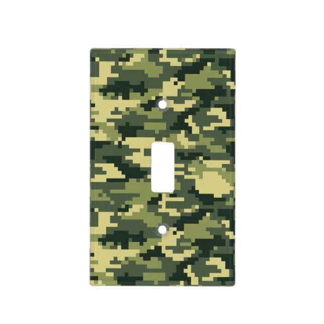 8 Bit Pixel Digital Woodland Camouflage / Camo Light Switch Cover (Front)