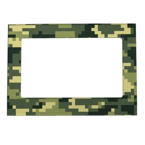 8 Bit Pixel Digital Woodland Camouflage  Camo Magnetic Picture Frame