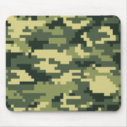 8 Bit Pixel Digital Woodland Camouflage / Camo Mouse Pad