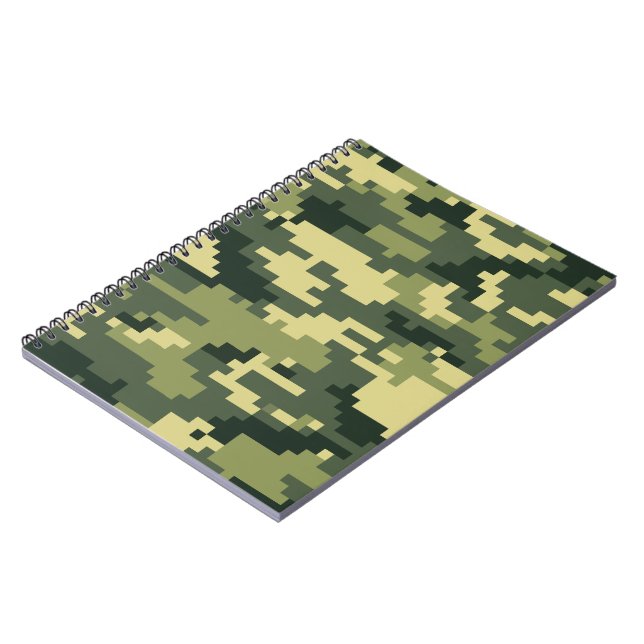 8 Bit Pixel Digital Woodland Camouflage / Camo Notebook (Left Side)