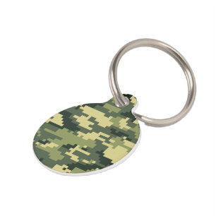 8 Bit Pixel Digital Woodland Camouflage / Camo Pet Tag