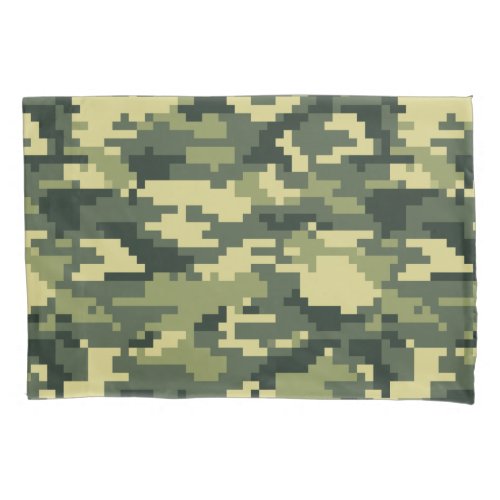 8 Bit Pixel Digital Woodland Camouflage  Camo Pillow Case