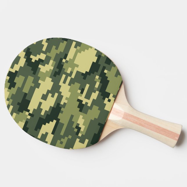 8 Bit Pixel Digital Woodland Camouflage / Camo Ping Pong Paddle (Side)