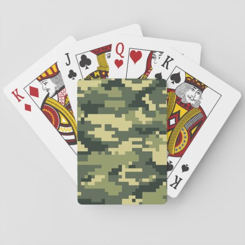 8 Bit Pixel Digital Woodland Camouflage  Camo Poker Cards