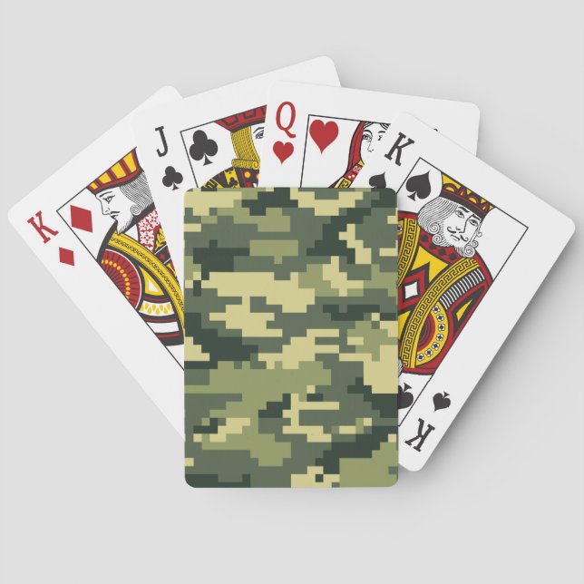 8 Bit Pixel Digital Woodland Camouflage / Camo Poker Cards (Back)