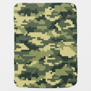 8 Bit Pixel Digital Woodland Camouflage / Camo Receiving Blanket