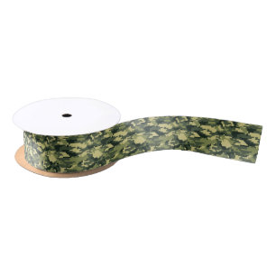 8 Bit Pixel Digital Woodland Camouflage / Camo Satin Ribbon