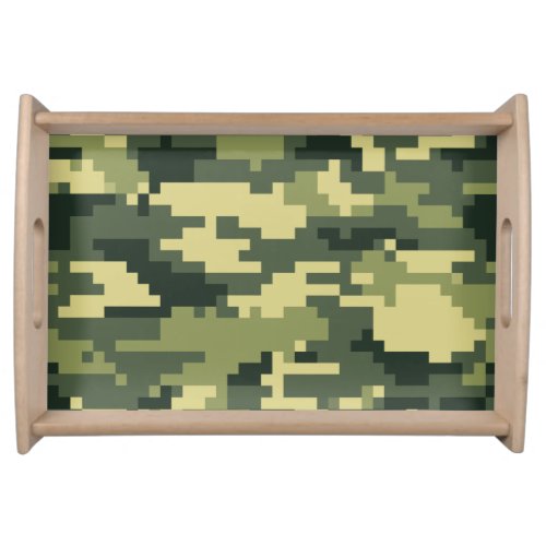 8 Bit Pixel Digital Woodland Camouflage  Camo Serving Tray