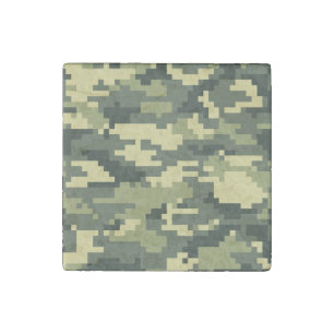 8 Bit Pixel Digital Woodland Camouflage / Camo Stone Magnet