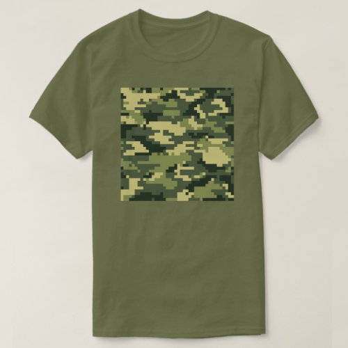 8 Bit Pixel Digital Woodland Camouflage  Camo T_Shirt