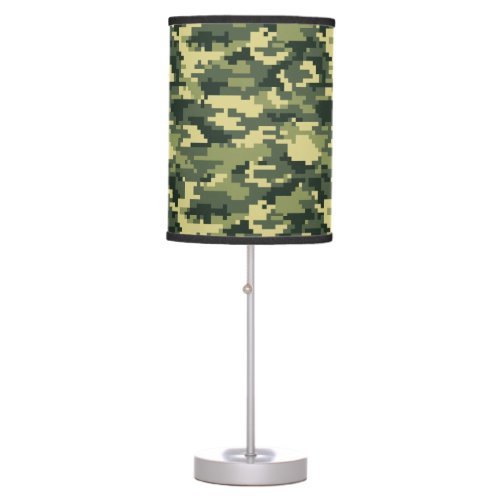 8 Bit Pixel Digital Woodland Camouflage  Camo Table Lamp