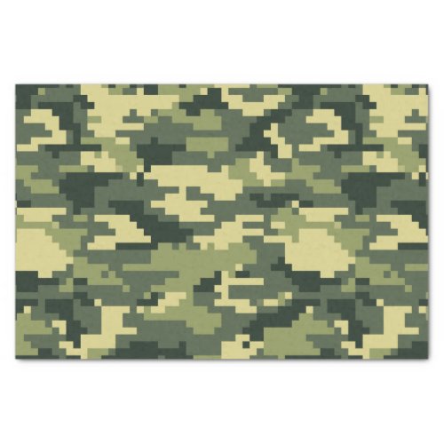 8 Bit Pixel Digital Woodland Camouflage  Camo Tissue Paper