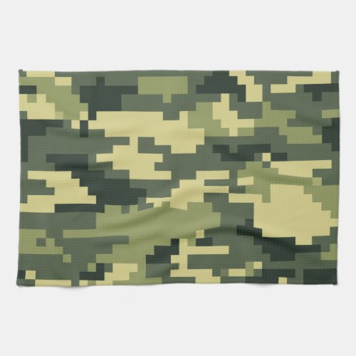 8 Bit Pixel Digital Woodland Camouflage  Camo Towel