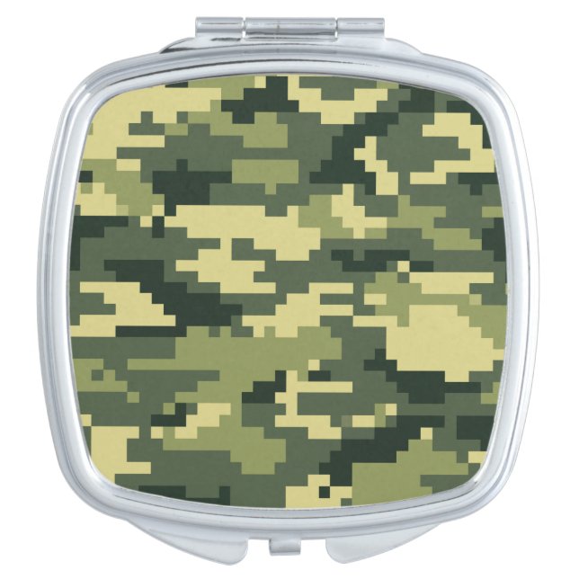 8 Bit Pixel Digital Woodland Camouflage / Camo Vanity Mirror (Front)