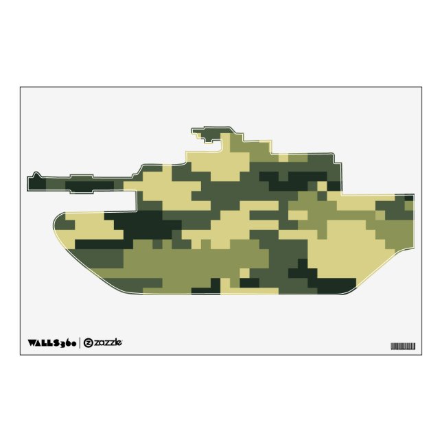 8 Bit Pixel Digital Woodland Camouflage / Camo Wall Decal (Front)