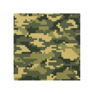 8 Bit Pixel Digital Woodland Camouflage / Camo Wood Wall Art