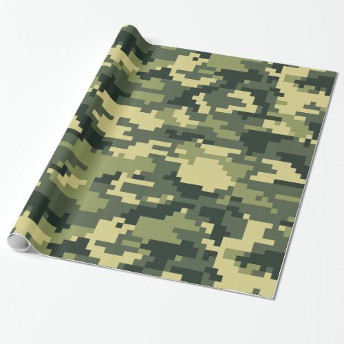 8 Bit Pixel Digital Woodland Camouflage  Camo Wrapping Paper
