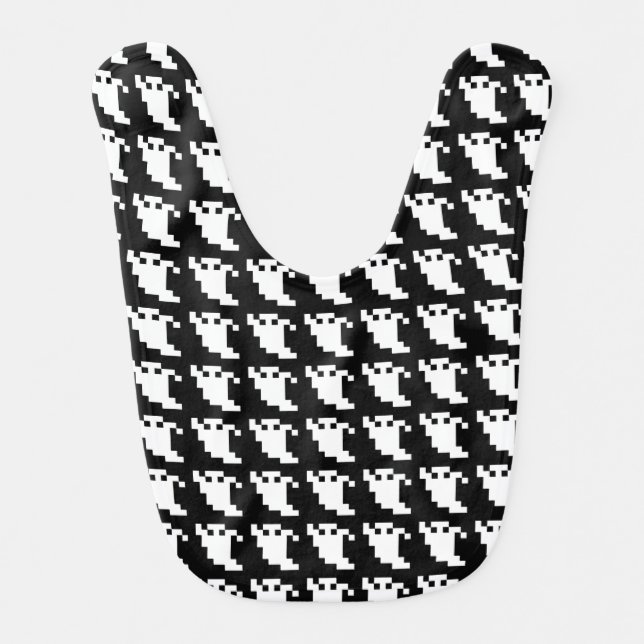 8 Bit Pixel Ghost Baby Bib (Front)