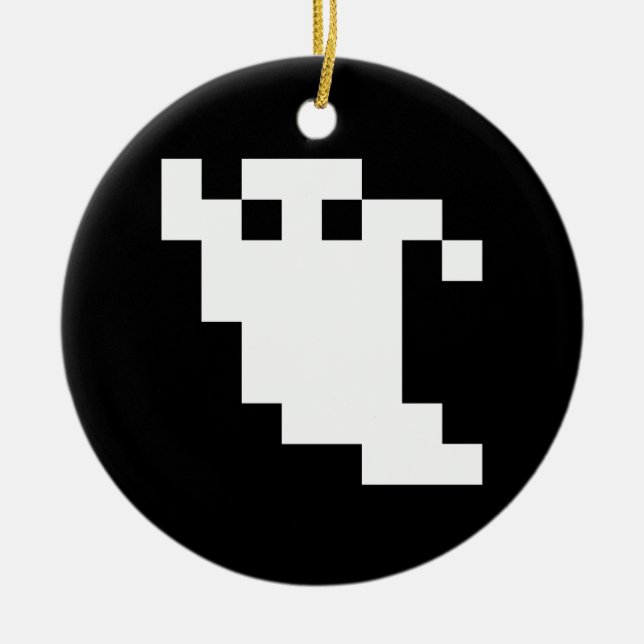 8 Bit Pixel Ghost Ceramic Ornament (Front)