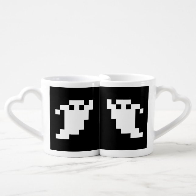 8 Bit Pixel Ghost Coffee Mug Set (Front Nesting)