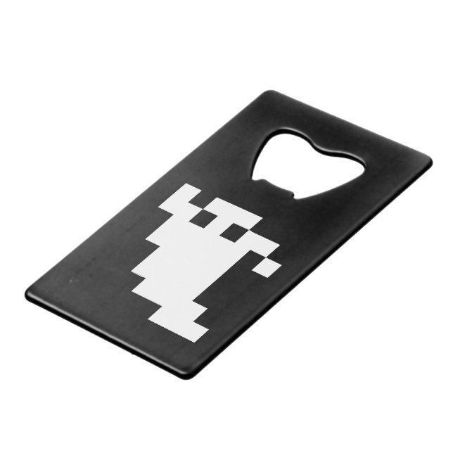 8 Bit Pixel Ghost Credit Card Bottle Opener (Front Angled)