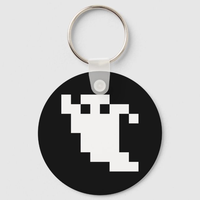8 Bit Pixel Ghost Keychain (Front)