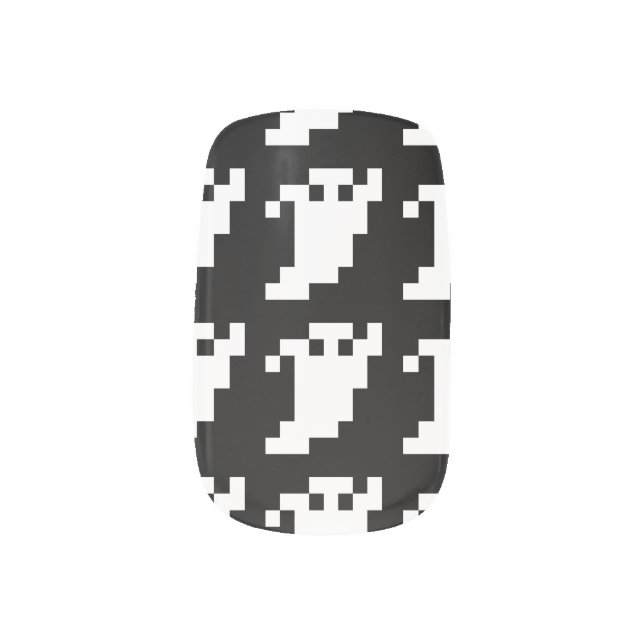 8 Bit Pixel Ghost Minx Nail Art (Left Thumb)