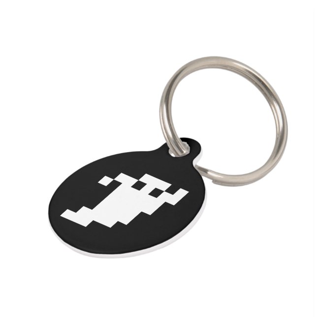 8 Bit Pixel Ghost Pet Name Tag (Side)