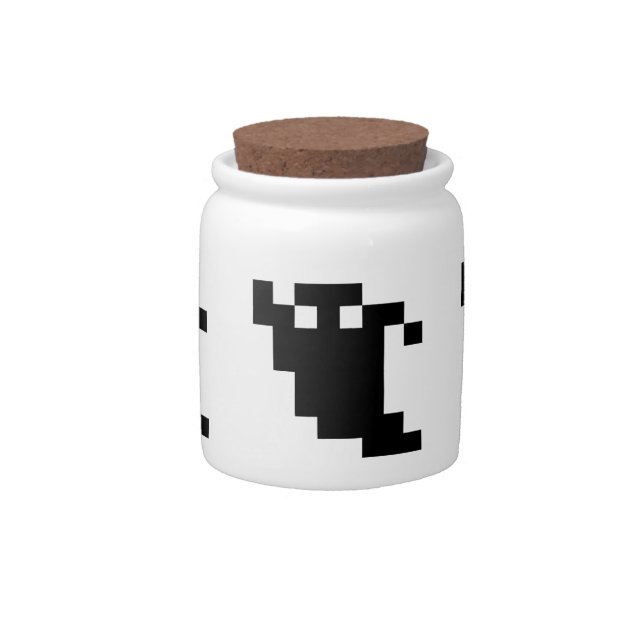 8 Bit Pixel Ghost Shadow Candy Jar (Front)