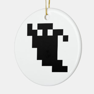 8 Bit Pixel Ghost Shadow Ceramic Ornament