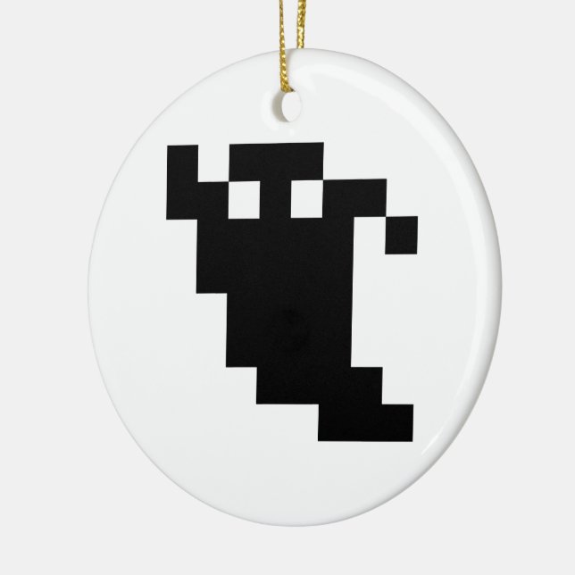 8 Bit Pixel Ghost Shadow Ceramic Ornament (Left)