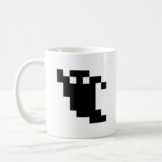 8 Bit Pixel Ghost Shadow Coffee Mug (Left)