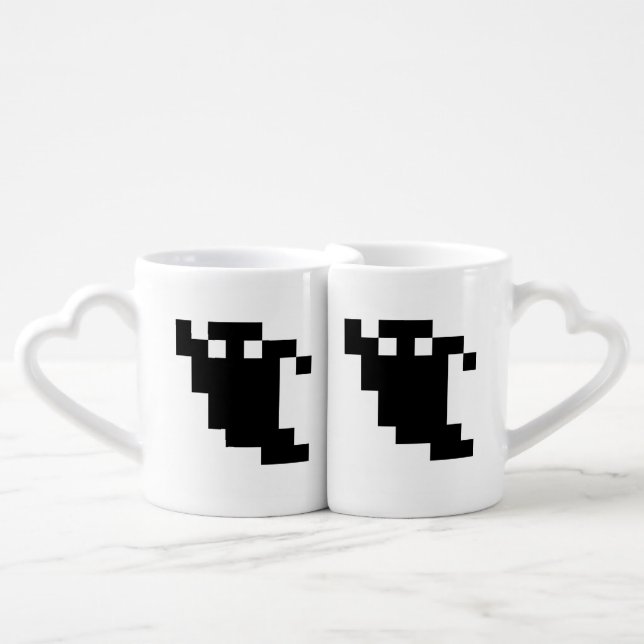8 Bit Pixel Ghost Shadow Coffee Mug Set (Front Nesting)