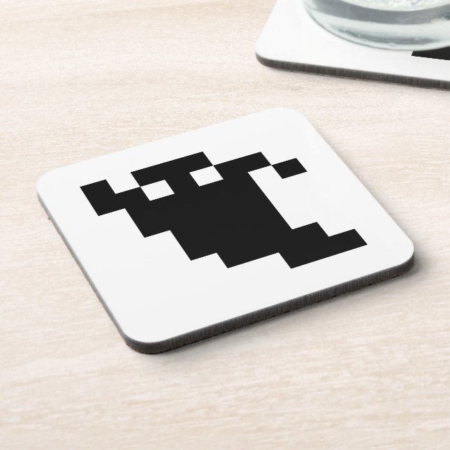 8 Bit Pixel Ghost Shadow Drink Coaster (Left Side)