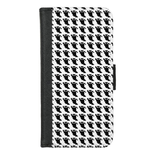 8 Bit Pixel Ghost Shadow iPhone Wallet Case (Front)