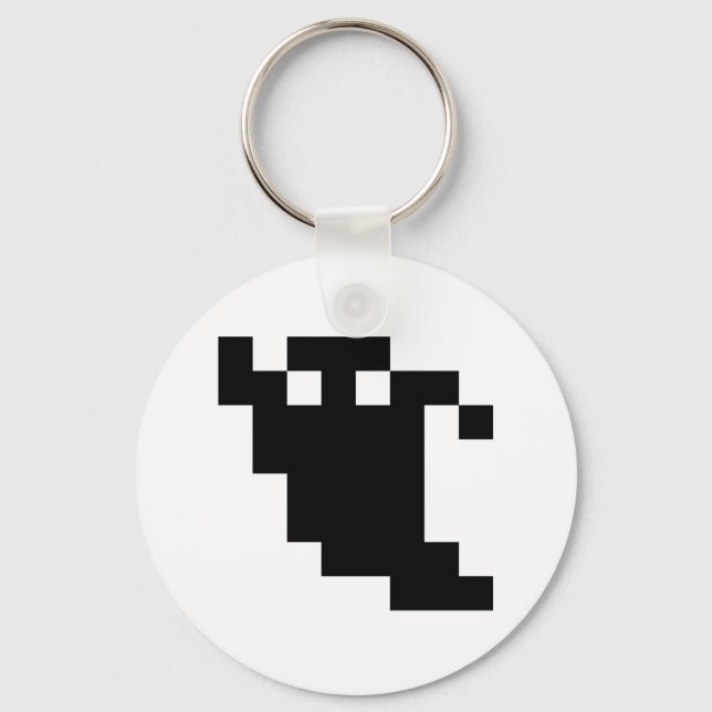 8 Bit Pixel Ghost Shadow Keychain (Front)