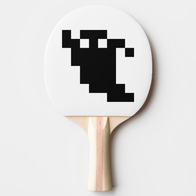 8 Bit Pixel Ghost Shadow Ping Pong Paddle (Front)