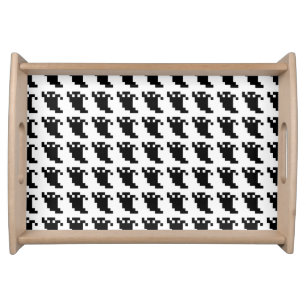 8 Bit Pixel Ghost Shadow Serving Tray