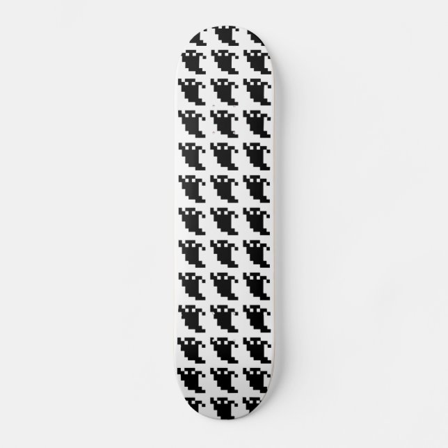 8 Bit Pixel Ghost Shadow Skateboard Deck (Front)